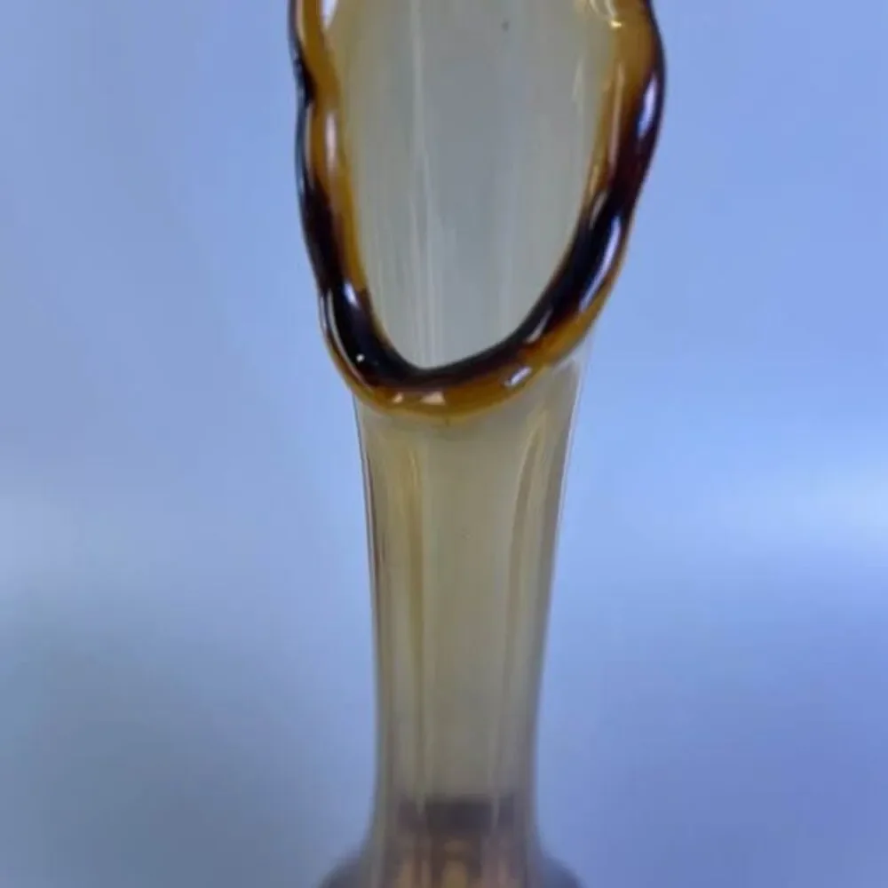 Vtg Colonial Amber Swung Vase14.5” tall thumbprint foot